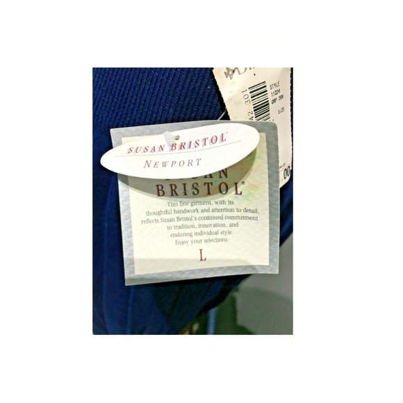 Vtg 1992 Susan Bristol Set Navy Blue Pleated Skirt & Button Top Knit Sweater Top - Picture 10 of 12